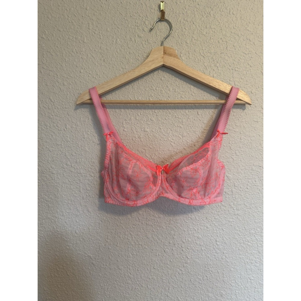 Freya  Bra Unlined Size 30DDD Pink Lace Boho Balcony Lace underwire